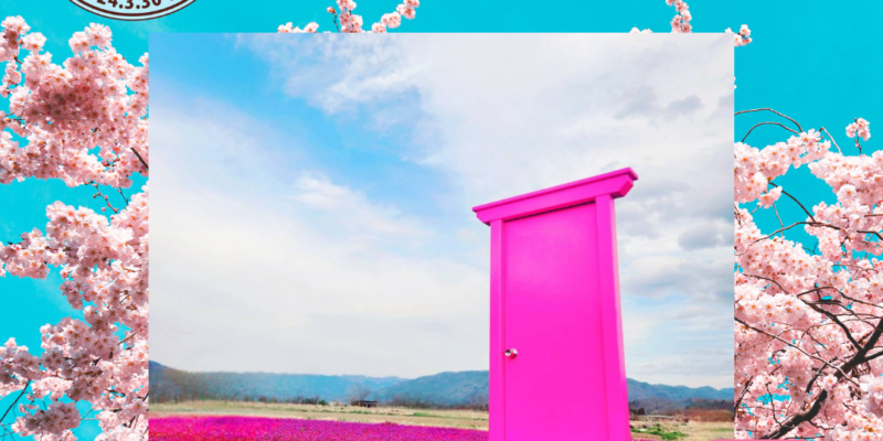 ながとろ桜フェス フォトスポット「未来のドア」